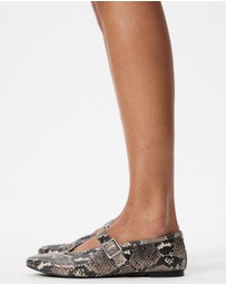 Atmos&Here - Riley Snakeskin Leather Ballet Flats
