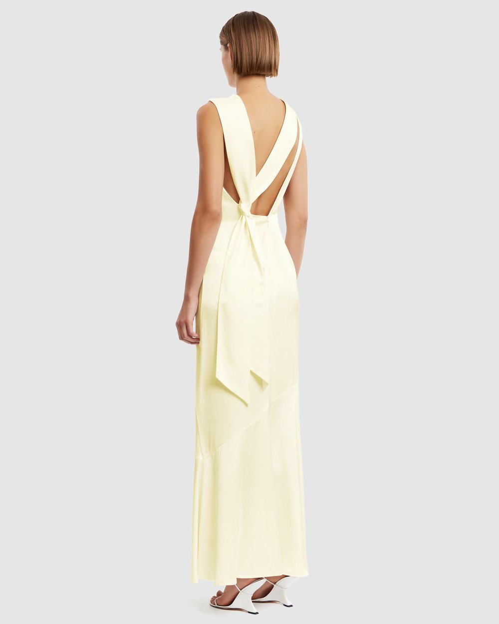 lana maxi dress by significant other Significant Other Lana Cowl-Neck Tie-Back Satin Maxi Dress