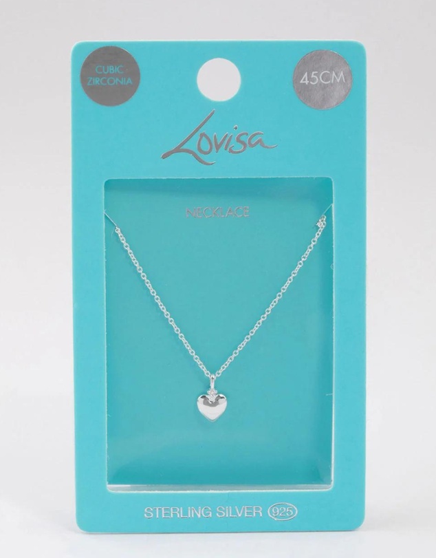 Lovisa - Sterling Silver Puffy Heart Pendant Necklace
