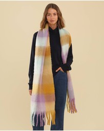 Morgan & Taylor - Emma Chunky Check Scarf Purple & Citrus Orange