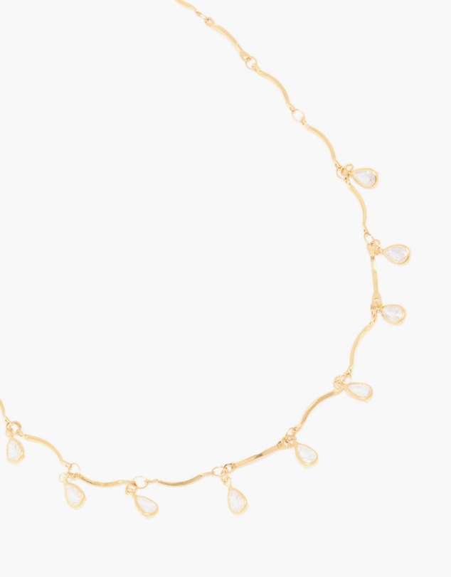 Lovisa - Waterproof Gold Plated Stainless Steel Cubic Zirconia Droplet Charms Necklace
