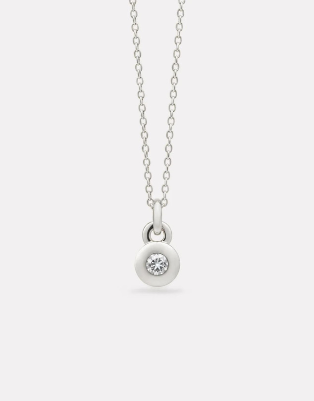 Najo - April Silver & Diamond Birthstone Necklace