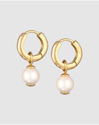 Kuzzoi - ICONIC EXCLUSIVE - Earrings Men's Creoles Pearl Pendant in 925 Sterling Silver Gold Plated
