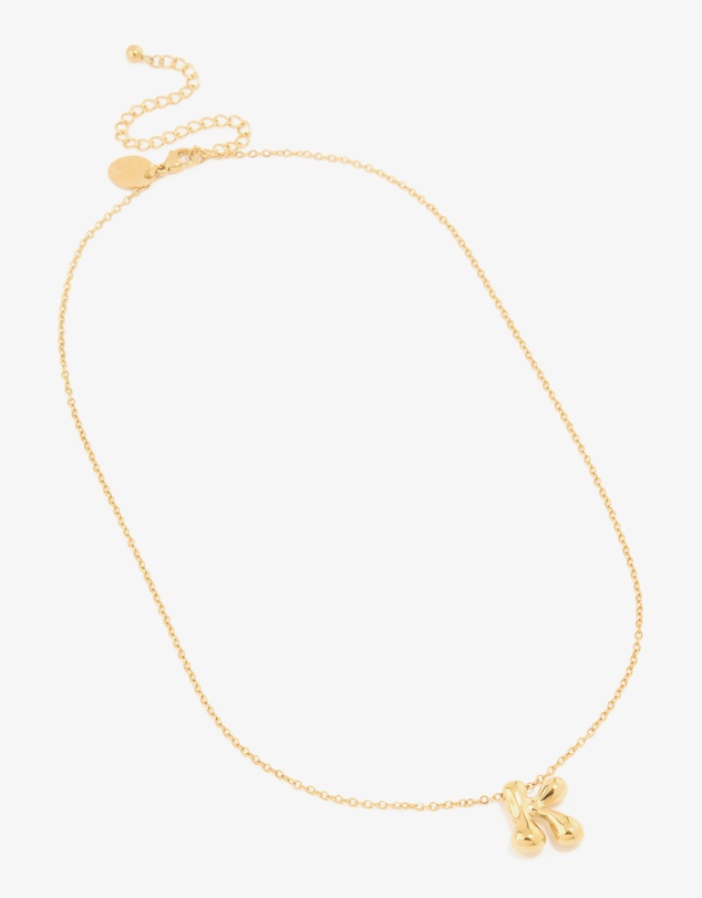 Lovisa - Waterproof Gold Plated Stainless Steel Large Bubble Letter K Necklace