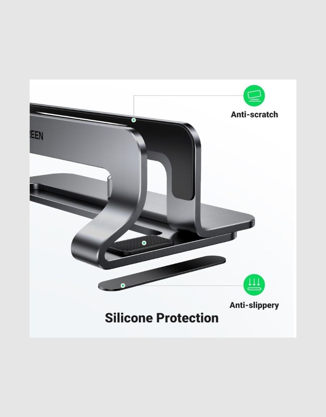 Ugreen - UGREEN Vertical Laptop Stand for Desk Adjustable Aluminum Holder for Laptops up to 17.3