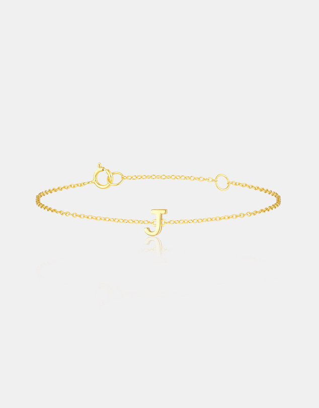 The Silver Collective - Petite A-Z Letter Bracelet Gold - J