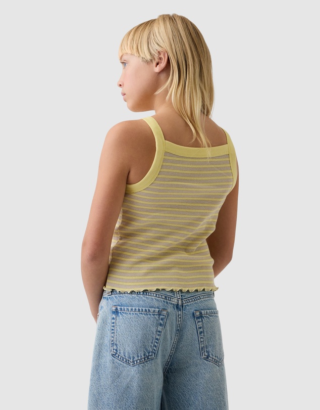 GAP - French Square Neck Ribbed Logo Tank - Teens