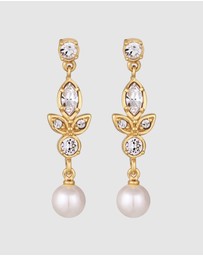 Elli Jewelry - Earrings Stud Pearl 925 Sterling Silver Gold-Plated