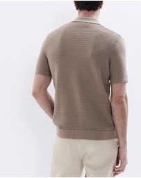 UNISON - Pointelle Stitch Knit Polo
