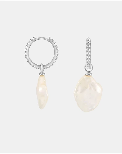 Dower & Hall - Women's Timeless Keshi Pearl Hoops In Sterling Silver