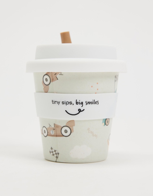 itti bitti - Reusable Baby Cino Cup with 2 Straws - Zoom Zoom Race Car