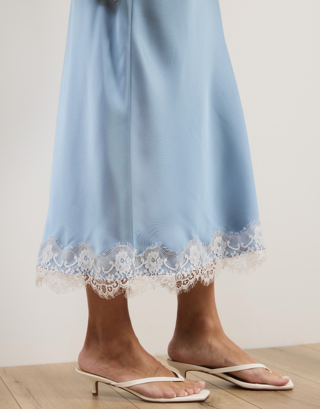 Atmos&Here - Paris Lace Satin Midi Skirt