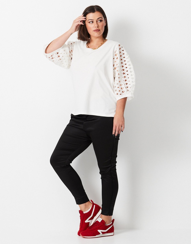 17 Sundays - Cutwork Lace Sleeve Top