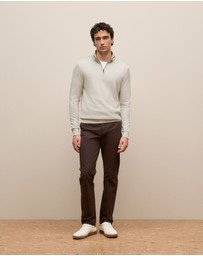 Trenery - Merino Half Zip in Stone