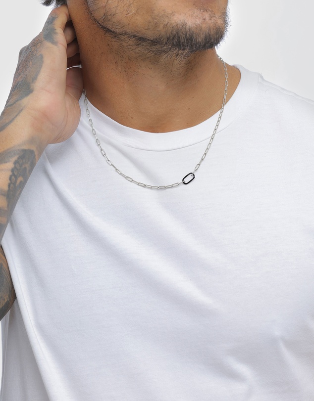 Kuzzoi - ICONIC EXCLUSIVE - Long Link Necklace with Oxidised Accent in 925 Silver