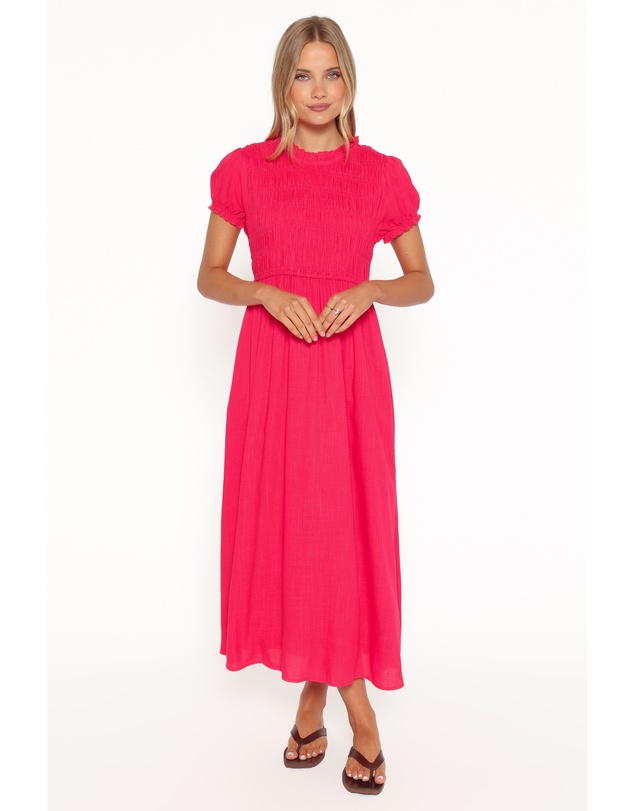 Petal & Pup - Darla Puff Sleeve Dress - Hot Coral