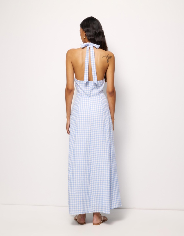 AERE - Nolana Gingham Halter Maxi Dress