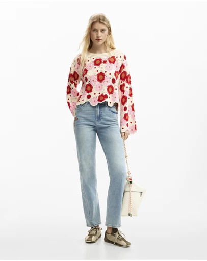 Desigual - Crochet flower sweater