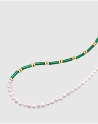 Nialaya Jewellery - Pearl Choker with Green Agate