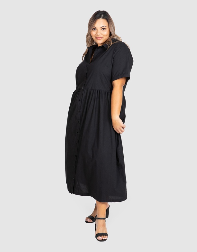 Love Your Wardrobe - Natalie Poplin Maxi Shirt Dress