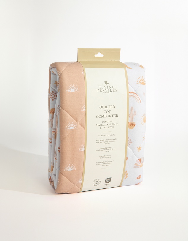 Living Textiles - Reversible Organic Quilted Cot Comforter- Bohemian Bliss
