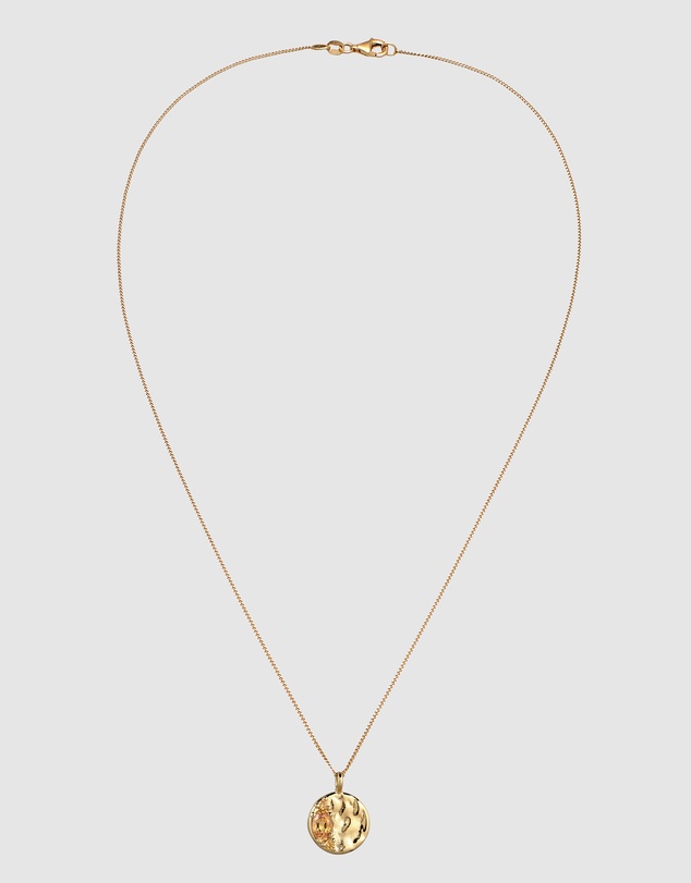 Elli Jewelry - Soleil Textured Medallion Necklace in Gold-Plated 925 Sterling Silver