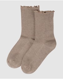 Pussyfoot - 3 Pack Ribbed Frill Quarter Crew Socks Bamboo Cotton Circulation Friendly Comfort Top