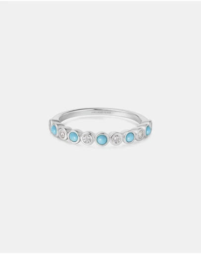 Ania Haie - Ania Haie Silver Bezel Lab Created Turquoise Ring