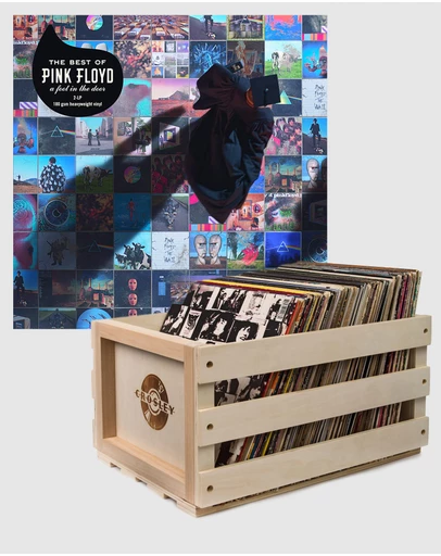 Sony Music - Crosley Record Storage Crate Pink Foyd The Best Of Pink Floyd: A Foot In The Door Vinyl Album Bundle