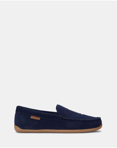 Navy Suede with American Flag Bear