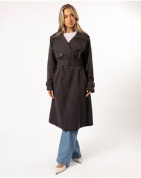 Petal & Pup - Billy Button Front Trench Coat - Charcoal