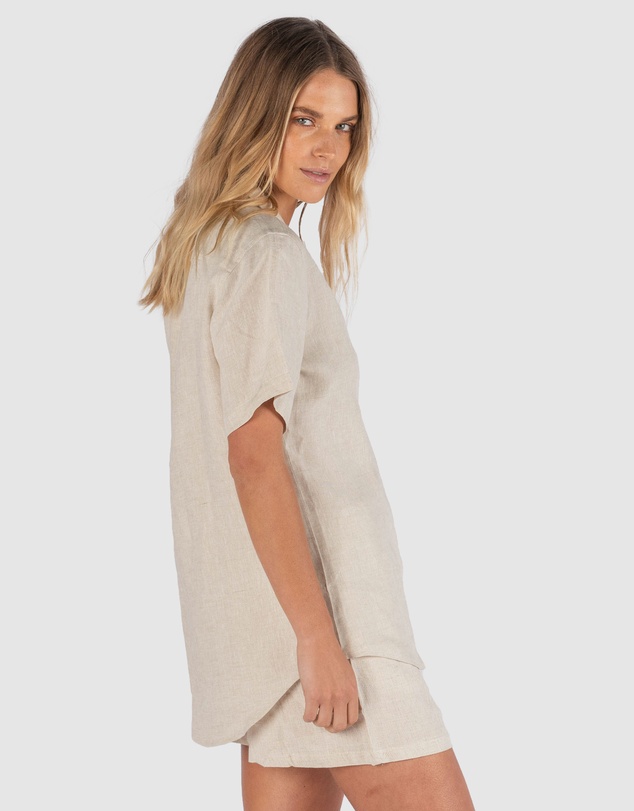 CAMIXA - REVERE Open Collar Short Sleeve Linen shirt