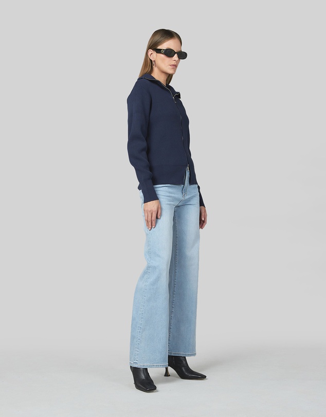 DRICOPER DENIM - Clara Navy Rib Knit Top
