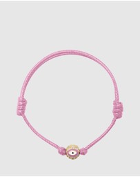 Nialaya Jewellery - Pink Evil Eye String Bracelet