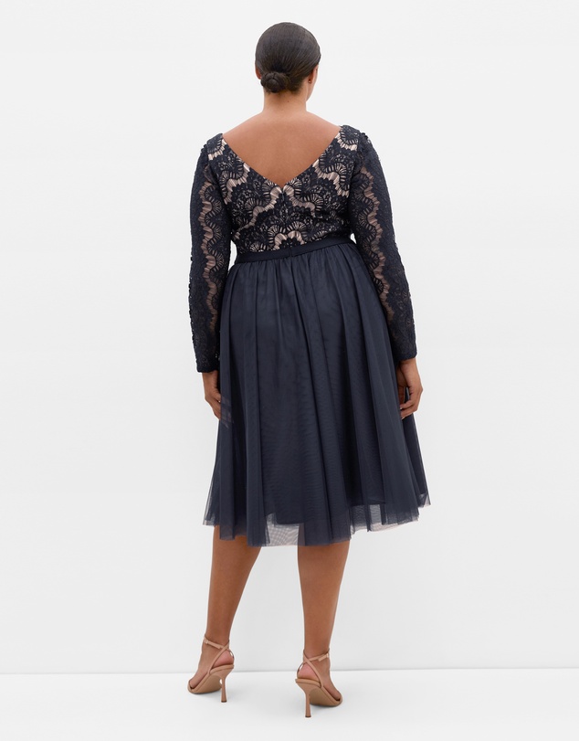 City Chic - Plus size Rare Beauty Lace Midi Dress - navy