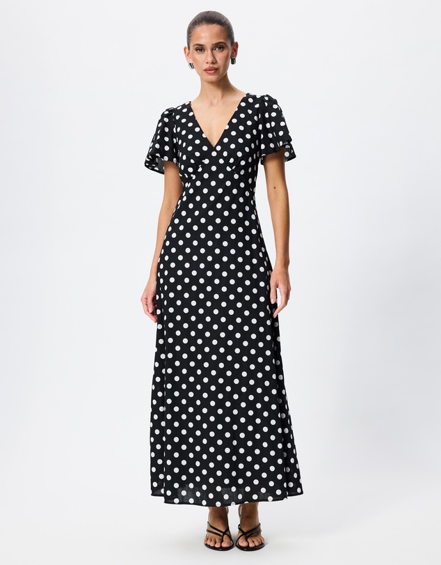 Tussah - Merlyn V Neck Polka Dot Midi Dress