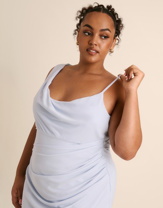 Six Stories - Cowl Front Asymmetrical Chiffon Bridesmaid Dress