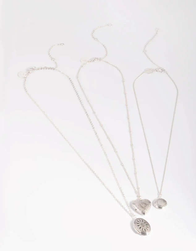 Lovisa - Antique Silver Mixed Locket Layered Necklace
