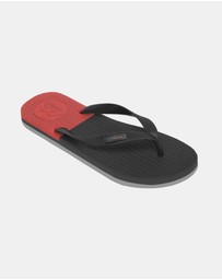 Boomerangz Footwear - Men's Black/Grey/Red Thongs with arch support and 2 x interchangeable straps