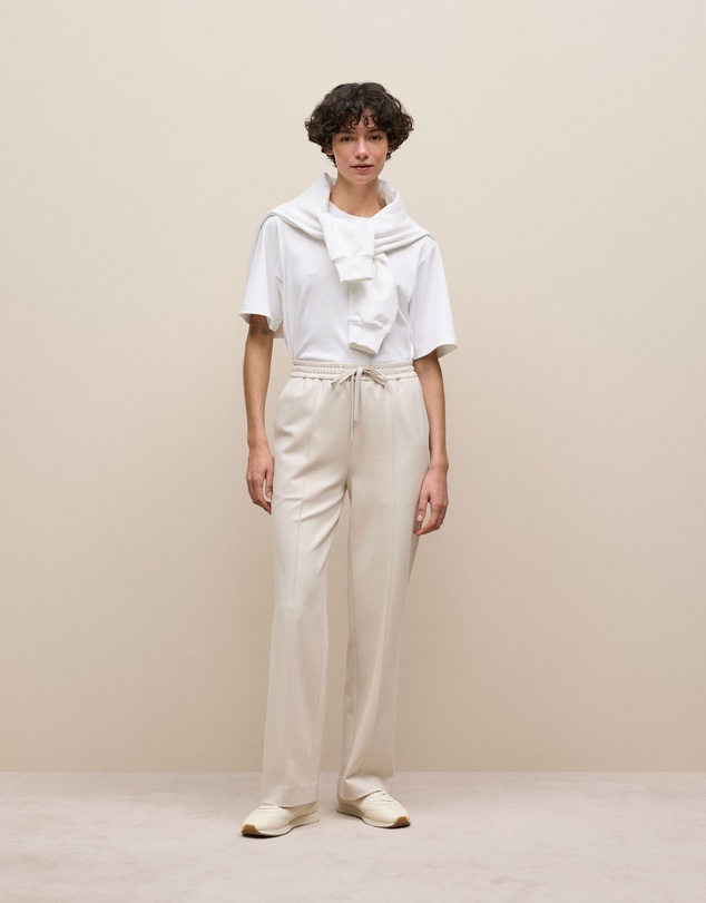 Trenery - Ponte Pintucked Wide Leg Pant in Stone