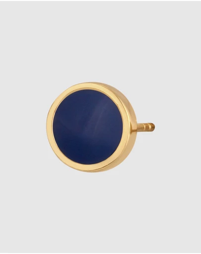 Kuzzoi - ICONIC EXCLUSIVE - Earrings Male Basic Circle Geo Enamel Blue 925 Sterling Silver Gold Plated