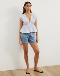 Atmos&Here - Belia Linen Blend Tie Front Top