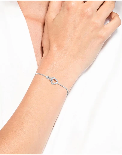 Swarovski - Hyperbola bracelet, Infinity and heart, White, Rhodium plated