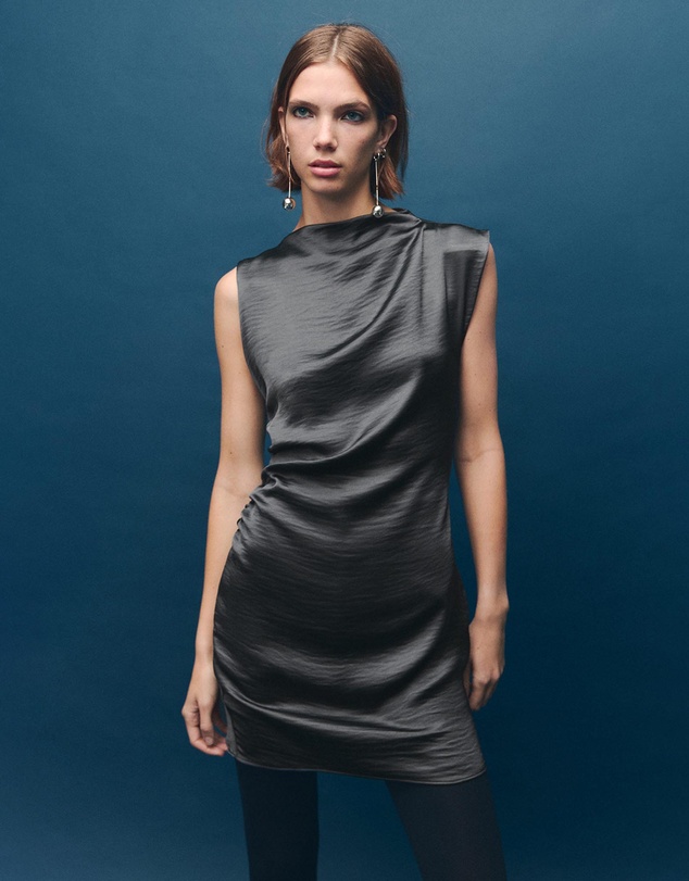 M.N.G - Satin Dress With Creased Effect