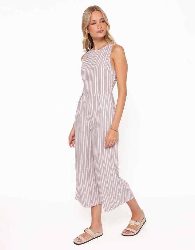Petal & Pup - Ester Jumpsuit - Beige/White Stripe