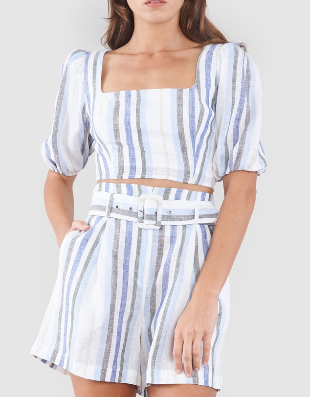 Amelius - Zanci Stripe Linen Crop Top