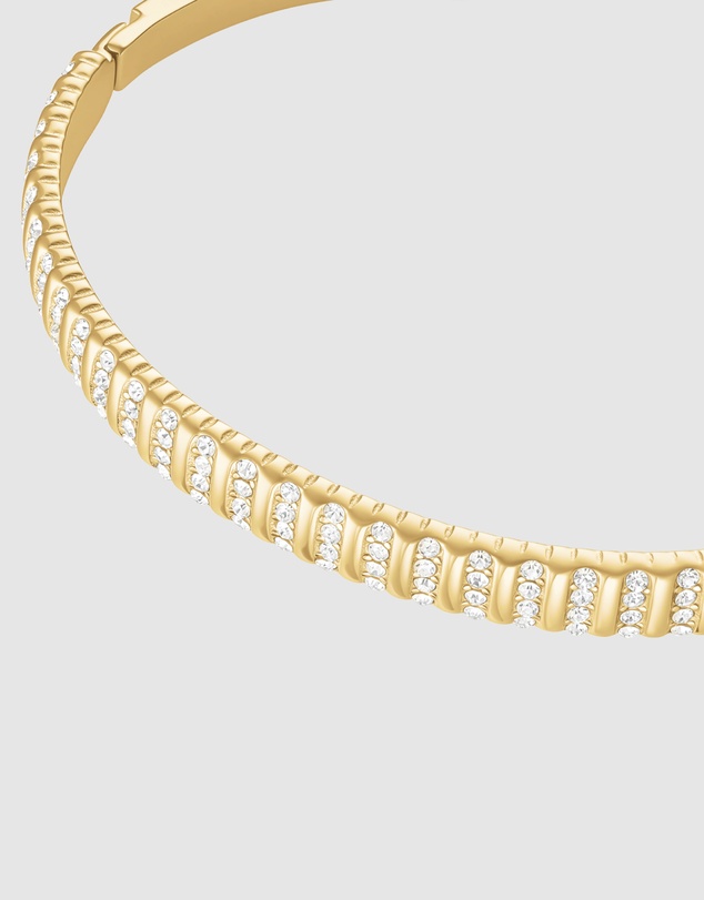 Rosefield - Striped Pavé Crystal Gold-Tone Bangle Bracelet