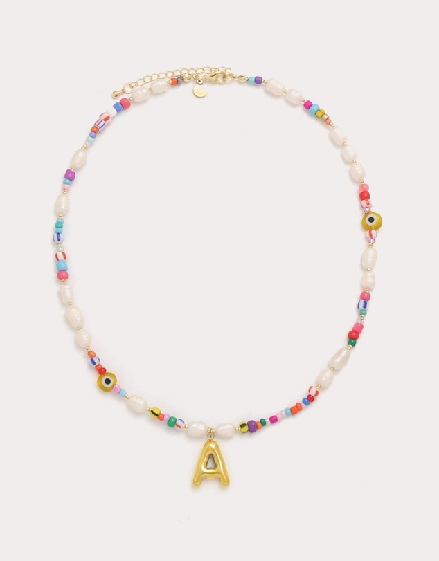 Petit Moments - Beaded Pearl Bubble Initial Necklace
