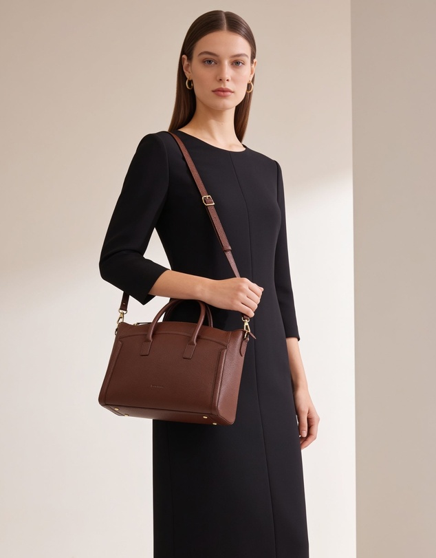 Pierre Cardin - Pierre Cardin Genuine Leather Square Tote Crossbody Bag