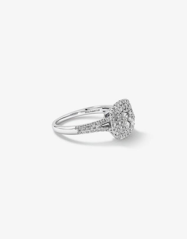 Michael Hill - 0.65 Carat TW Cushion Cluster Halo Diamond Ring in 10kt White Gold